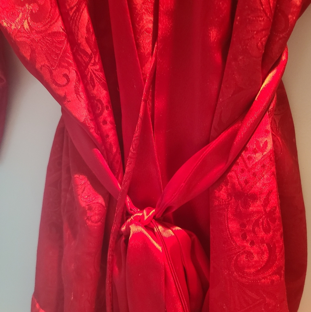 Victoria's Secret Red Satin Robe OS
